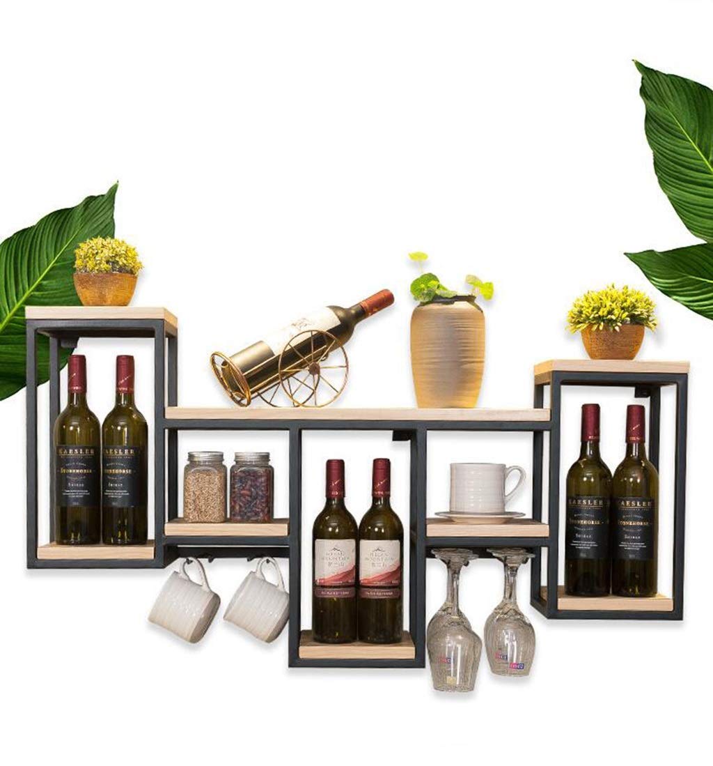Étagères de rangement murales en fer et grand casier à vin rouge créatif