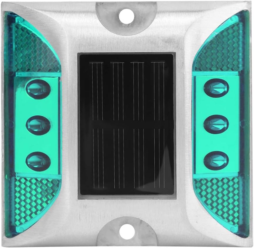 TREETDOBVLED Road Reflector, 2-Sided Solar Power Ground Marker Lights Waterproof Road Ground Light Outdoor Driveway Road Highway Spike Lamp(Green)