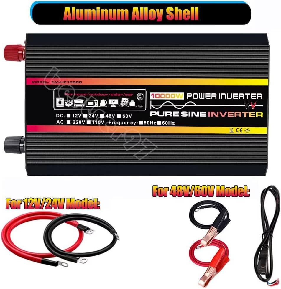 10000W Power Inverter DC 12V 24V 48V to AC 110V Converter Pure Sine Wave with LED Display (12V-110V)