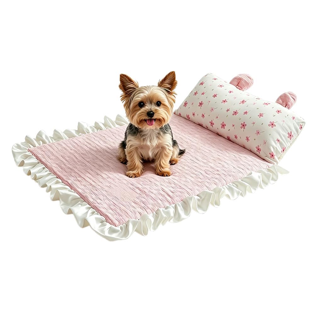 Dog Cooling Mat, 46X61cm Self Cooling Mat for Dogs Cats, Pet Cooling Pillow Pad for Dogs Cats, Scratch-Resistant Foldable Animals Waterproof Cool Pads for Bed in Summer、Pink