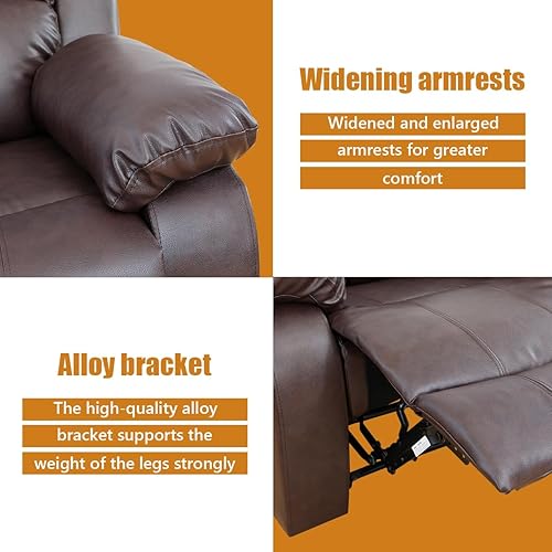 Miniatura 4 de Sofás reclinables manuales de cuero, marrón