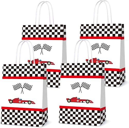 16 bolsas de recuerdo de fiesta para suministros de cumpleaños de automóvil, bolsas de dulces para decoración de fiestas de autos de carreras,