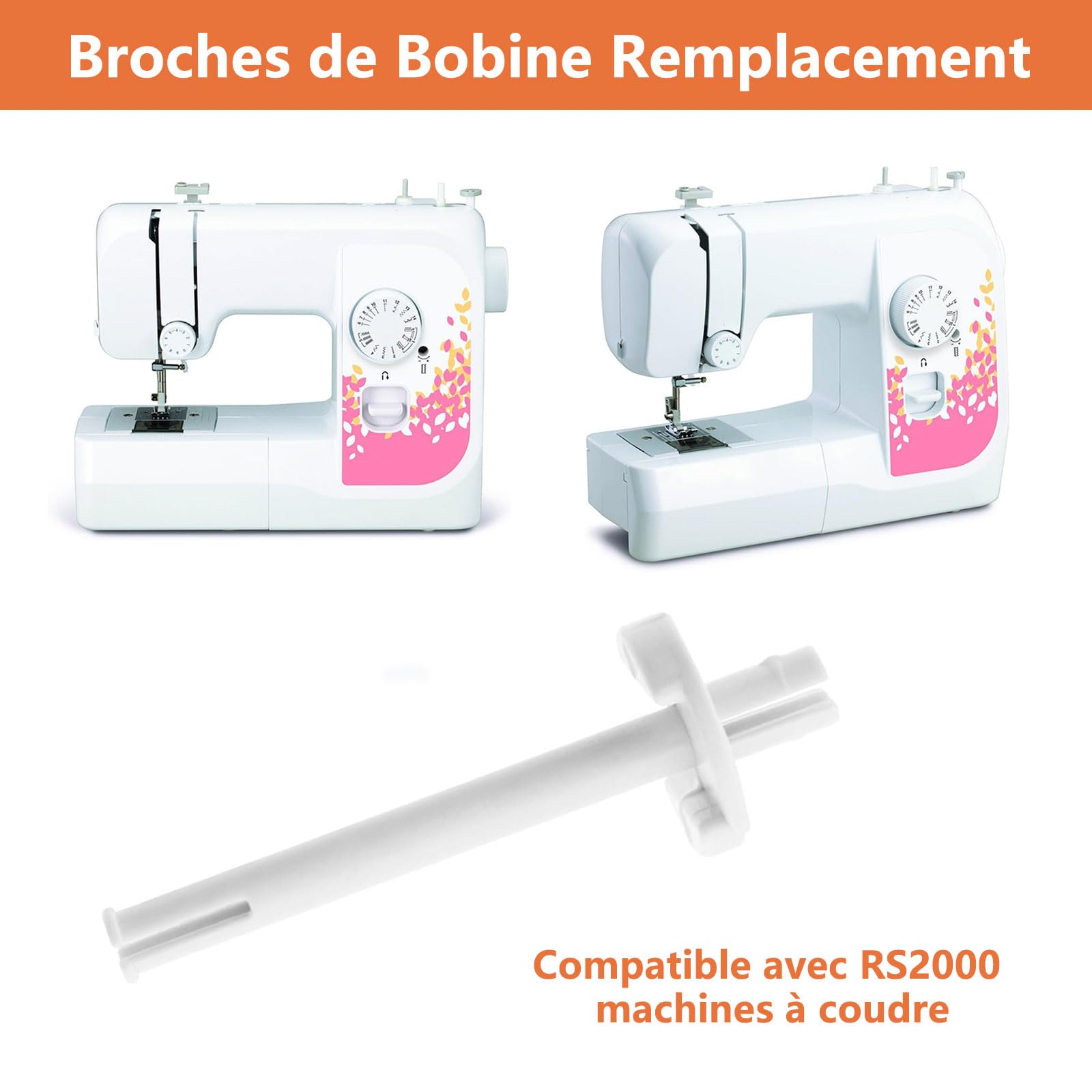 3 Pièces Broches de Bobine pour Machine à Coudre, Compatible Toyota RS2000, Porte-Bobine Blanc en Plastique (6x2 cm) Accessoires Cadre de Navette, Pièces de Rechange pour Machines