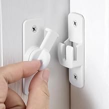 White 90/180 Flip Barn Door Latches, Aluminum Alloy Right Angle Door Lock, Privacy Protection, for Cabinets, Storeroom, Gardens, Barn, Windows, Bathroom, Small Pet Cages