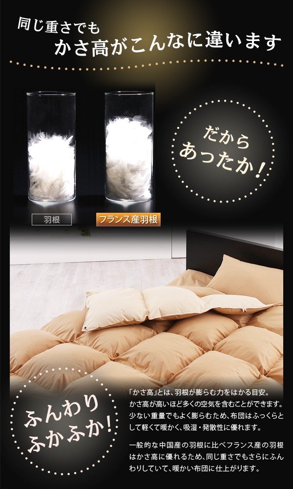 Amazon｜フランス産 フェザー100% 使用 羽根布団セット (和タイプ 