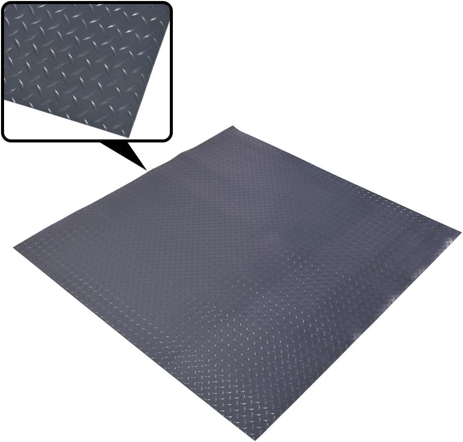 Waterproof Diamond Plate Rubber Flooring Rolls PVC Meterial for Car (1/8-Inch × 4 × 4-Feet)