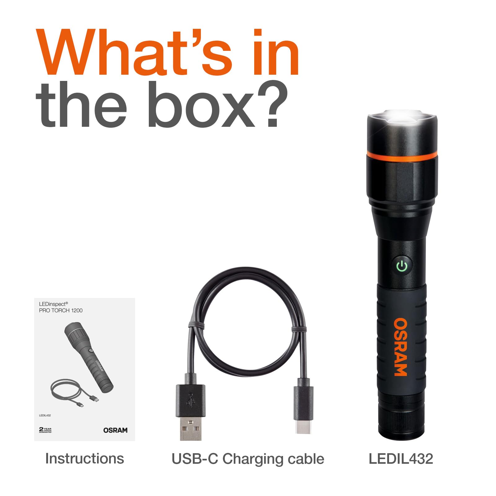 OSRAM LEDinspect PRO TORCH 1200, rechargeable LED inspection torch, zoom function, 1200lm brightness, 6000K, 5 light modes - Image 3