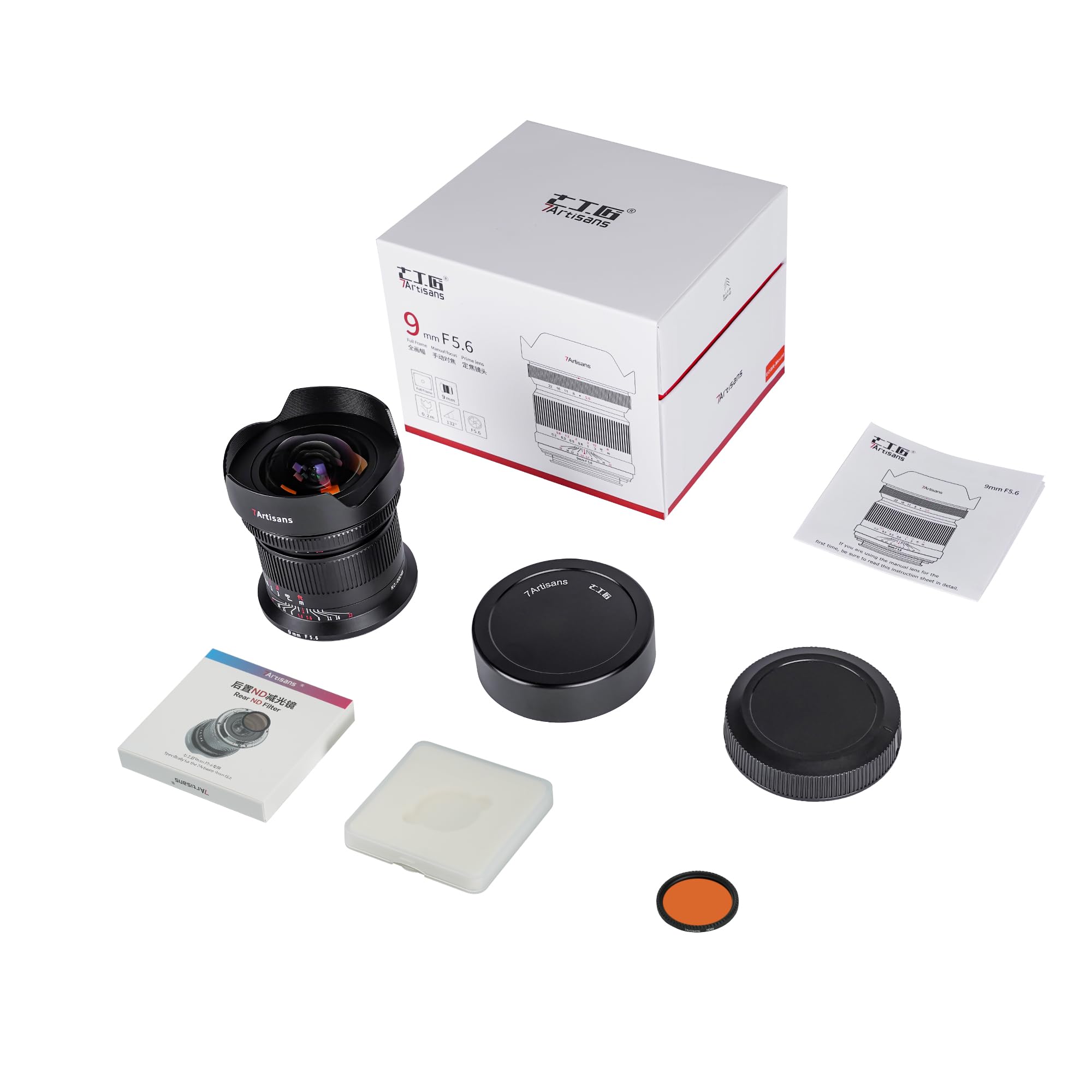 7artisans Obiettivo grandangolare 9 mm F5.6 full-frame 132° quasi zero distorsione, 0.2 m focale minima compatibile con Sony A7, A7R, A75, A7SII, A9, A7C, A1
