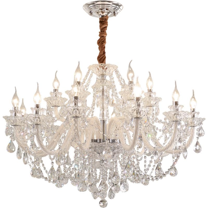 Przezroczysty kryształowy żyrandol salon i jadalnia żyrandol E14 * 6 świeca żyrandol willa sypialnia moda świeca lampa 60 cm