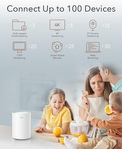 Miniatura 5 de Cudy M1300 - Paquete de 2 sistemas WiFi de malla completa AC1200 Gigabit, doble banda, extensor WiFi, antenas de alta ganancia, VPN, Cloudflare,
