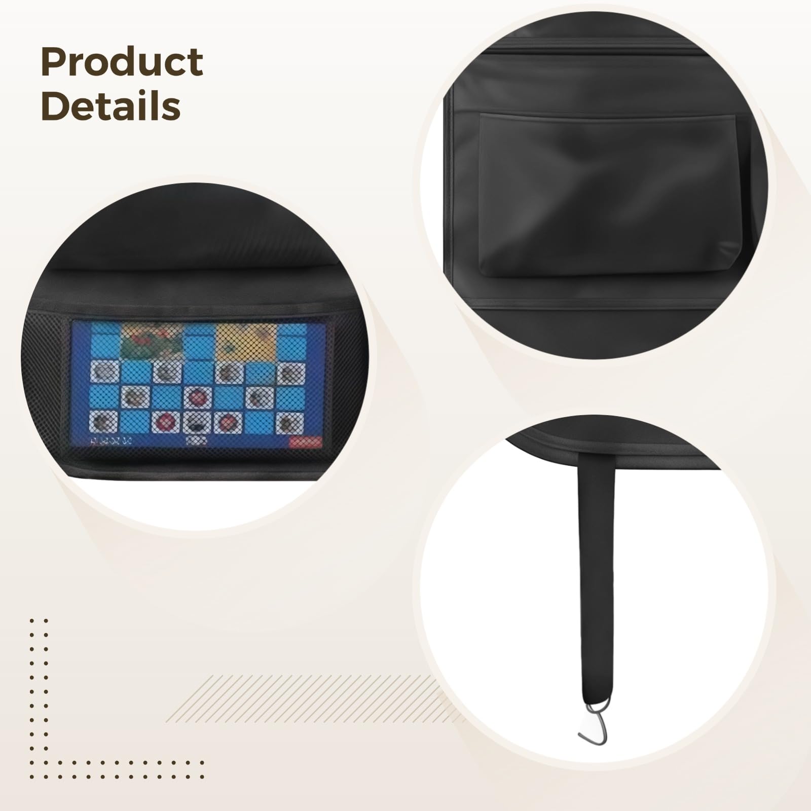 YOFAPA Car Backseat Organizer 2 Pack, 600D Oxford Cloth Kick Mats with Foldable Tray, Touchscreen Tablet Holder - Image 3