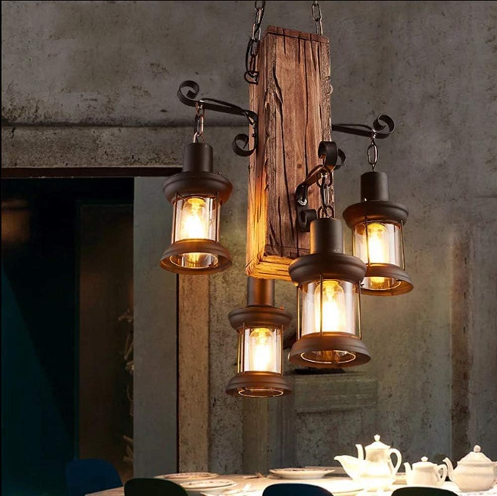 🔥 Crаzу Dеаlѕ LADIQI Industrial Vintage Wooden Hanging Pendant Light Retro Loft Lantern Chandelier 4 Lights Suspension Lighting Fixture for Coffee Shop Restaurant Blасk Frіdау - 40% оƒƒ LADIQI Industrial Vintage Wooden Hanging Pendant Light Retro Loft Lantern Chandelier 4 Lights Suspension Lighting Fixture for Coffee Shop Restaurant