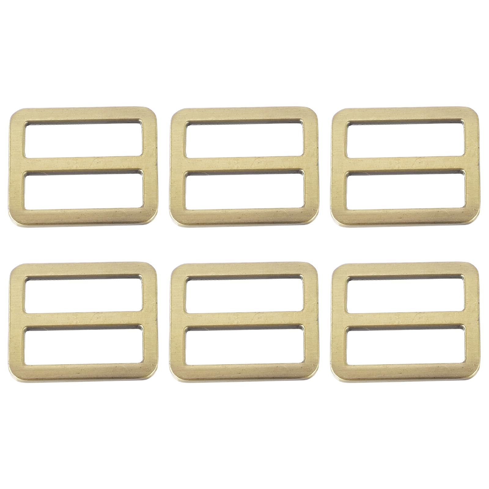 YELARXI Slide Tri-Glide Buckle, 1" Metal Adjustable Slide Rectangle Adjuster Suspender Webbing Strap Slider - Fitting for (Purse Bag Hardware Making Replacement Keeper) 6 Pcs & Brass