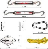 Vista 4 de Kit de herramientas para toldo, kit de accesorios de acero inoxidable para triángulo, cuadrado, rectangular, instalación de toldo para patio y césped