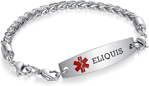 Miniatura 156 de Brazaletes de alerta médica ajustables de 7.5" a 9" para mujer/hombre, de acero inoxidable, intercambiables