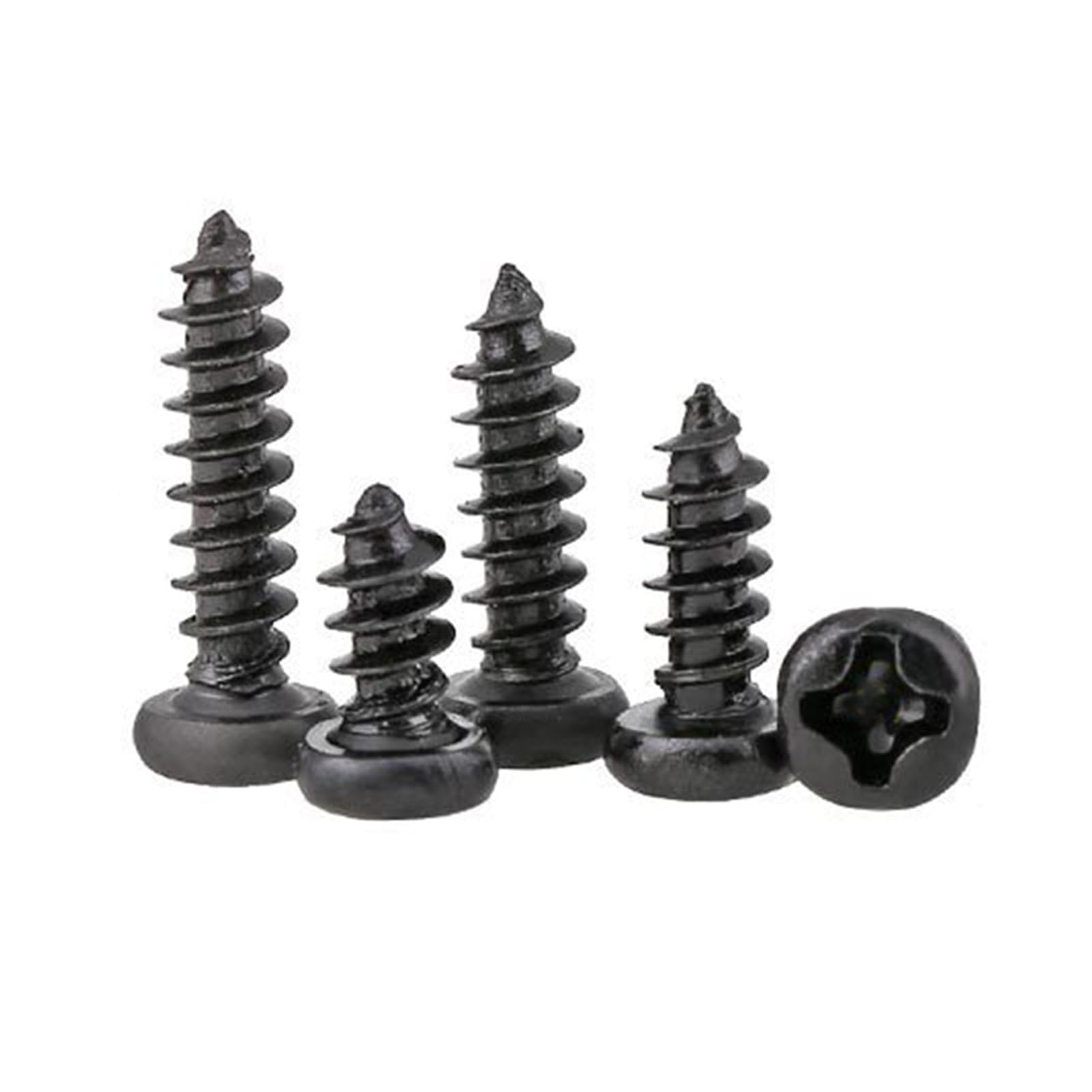 DLNTXFDG 100Pcs/ M1.4 M1.7 M2 M2.3 M3 Black Head Micro Screws Round Head Self-tapping Wood Screws(6mm,M1.7(100pcs))