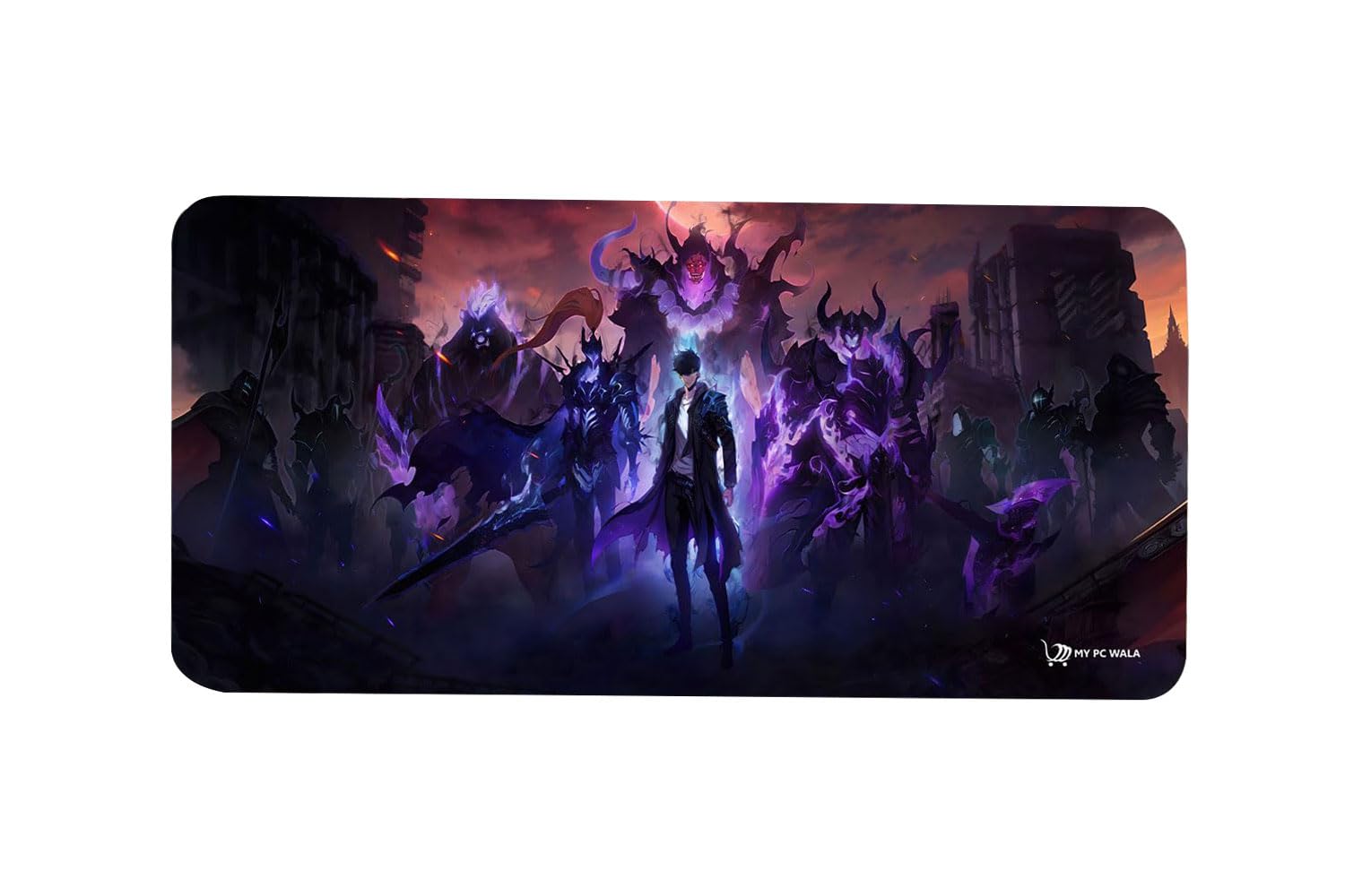 Gaming Mouse Pad Dark Fantasy Battle Theme Large 60x30 cm Desk Mat Smooth Waterproof Surface Non Slip Base for Office Laptop and Gaming Purple Black-image-12