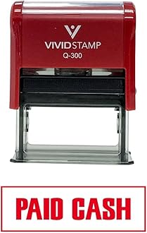Paid Cash Self-Inking Office Rubber Stamp (Red) - Large