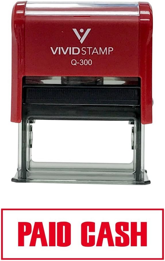 Paid Cash Self-Inking Office Rubber Stamp (Red) - Large