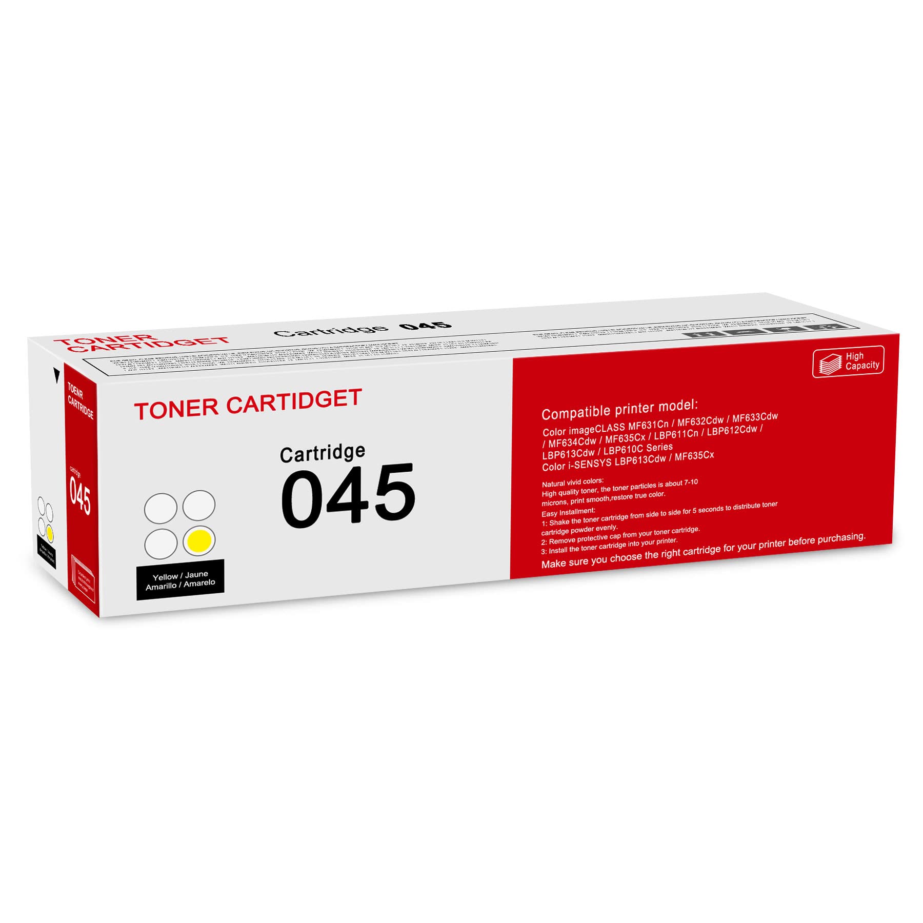Photo 1 of 1 Pack 045 1239C001 Yellow Toner Cartridge: Compatible CRG045 Replacement for Canon Color imageCLASS MF631Cn MF632Cdw MF633Cdw MF634Cdw LBP613Cdw LBP610C Series i-SENSYS LBP613Cdw MF635Cx Printer