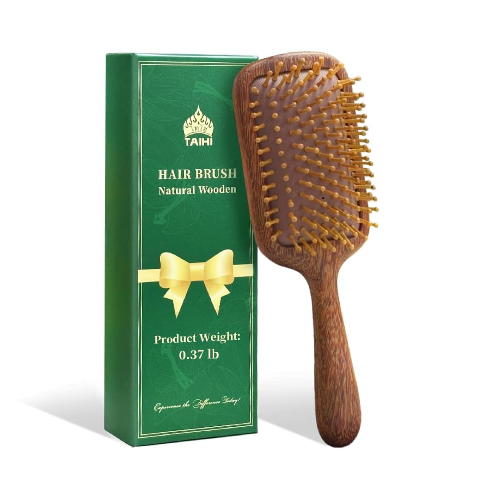 Haarbürsten für Damen, Herren, Kinder, natürliches grünes Sandelholz, Holzhaarbürste mit ergonomischem Griff, verbessert den Glanz, entwirrende Haarbürste für trockenes, lockiges, dickes, dünnes
