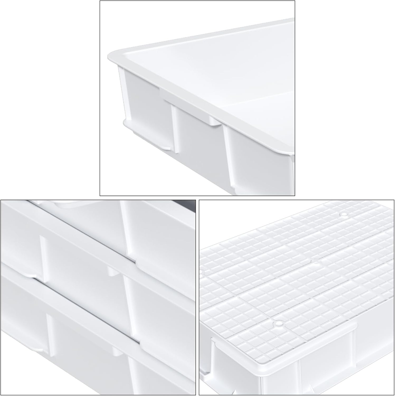 4 Packs Plastic Commercial Pizza Dough Proofing Box, Stackable Dough Trays for Pizza, 23.74" x 15.86" x 3.66", White