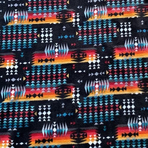 Southwestern Desert Black Anti-Pill Fleece Fabric by The Yard