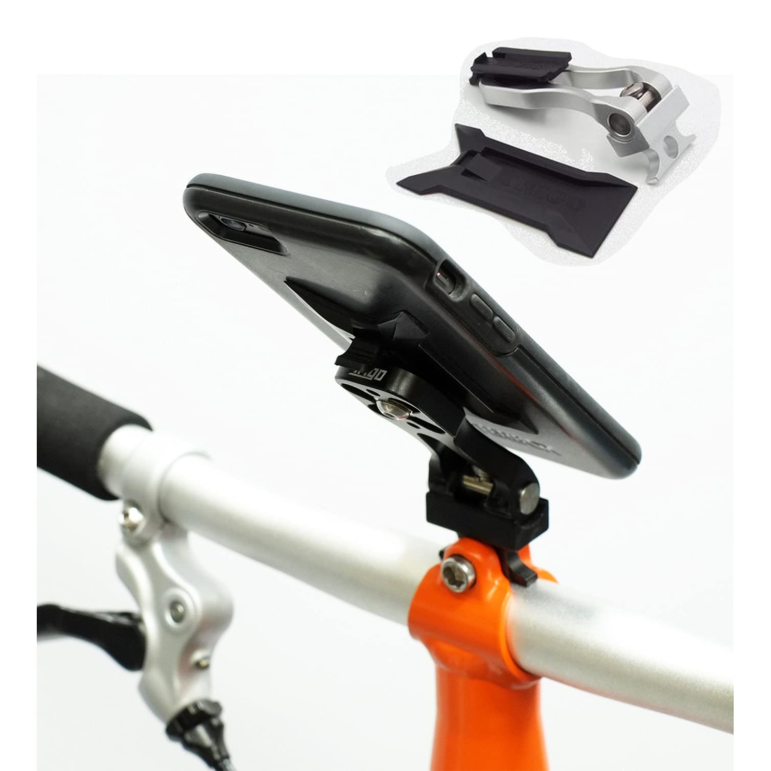 Uchwyt na telefon do roweru składanego BROMPTON uchwyt na smartfon pasuje do każdego telefonu w srebrnym kolorze