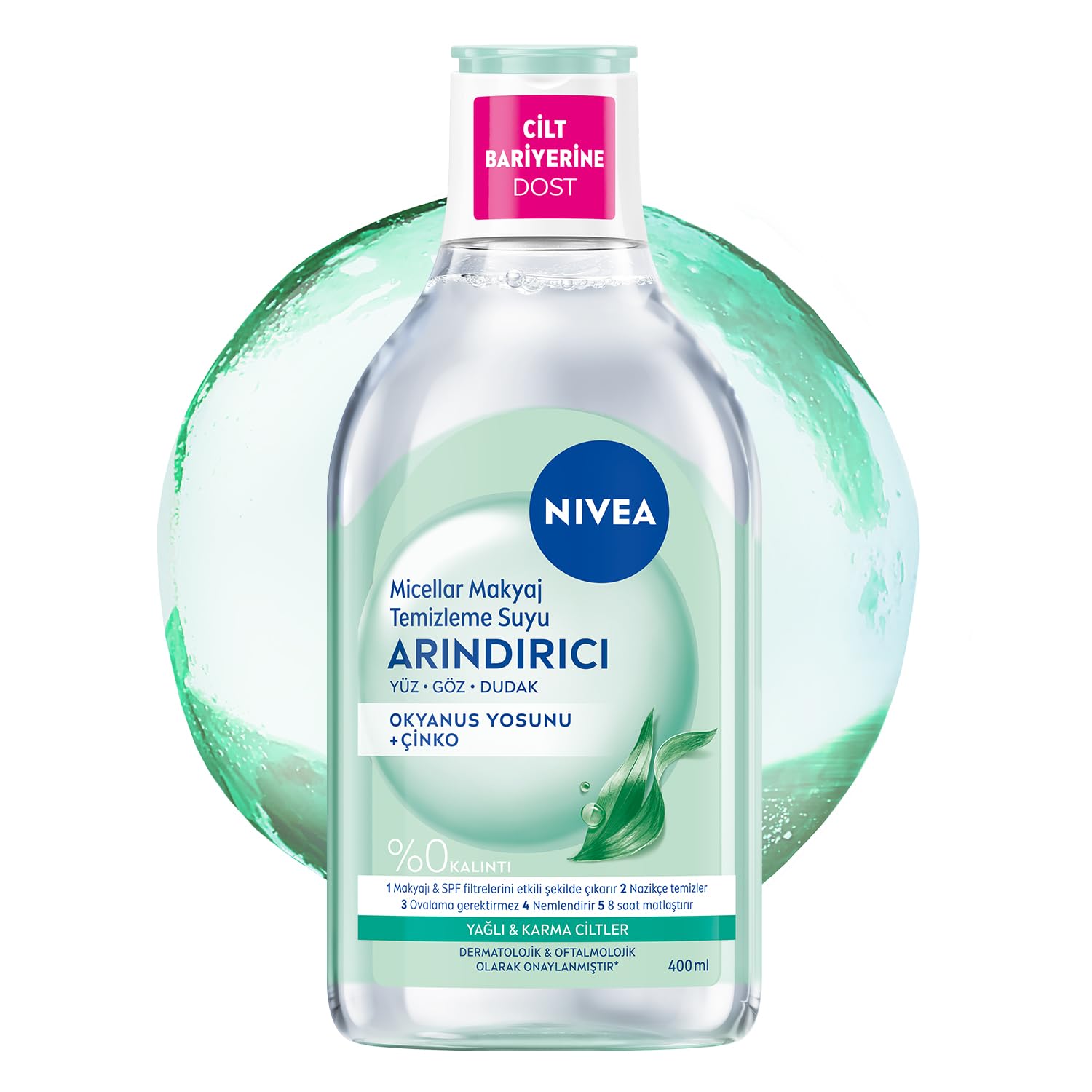 NIVEA MicellAir Refreshing Micellar Water – Gentle Daily Cleansing and Makeup Removal Solution, Amino Acid Complex and Ocean Extract, 13.53 oz, Suitable for Everyday Facial Care