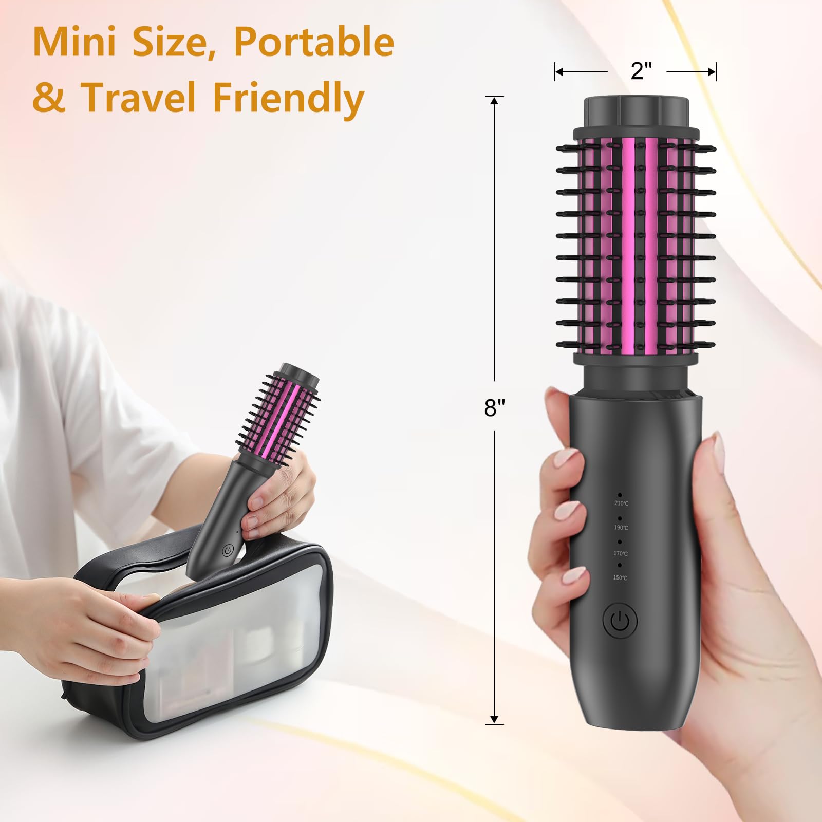 Amazon.com : JAMIEWIN Cordless Hair Curling Iron Brush, Travel Hot