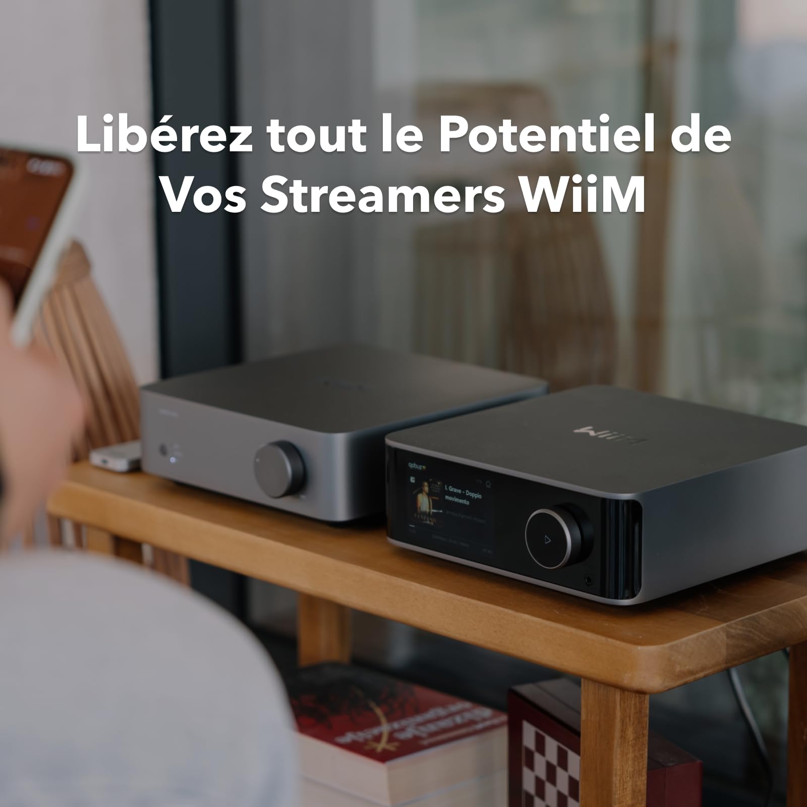 WiiM Vibelink Amp | Amplificateur de Puissance 100W avec DAC ESS 9039Q2M Haut de Gamme et TI TPA3255 | Compatible avec WiiM Mini, Pro, Pro Plus et Ultra | Entrées RCA, Coax et Optique | Gris Espace