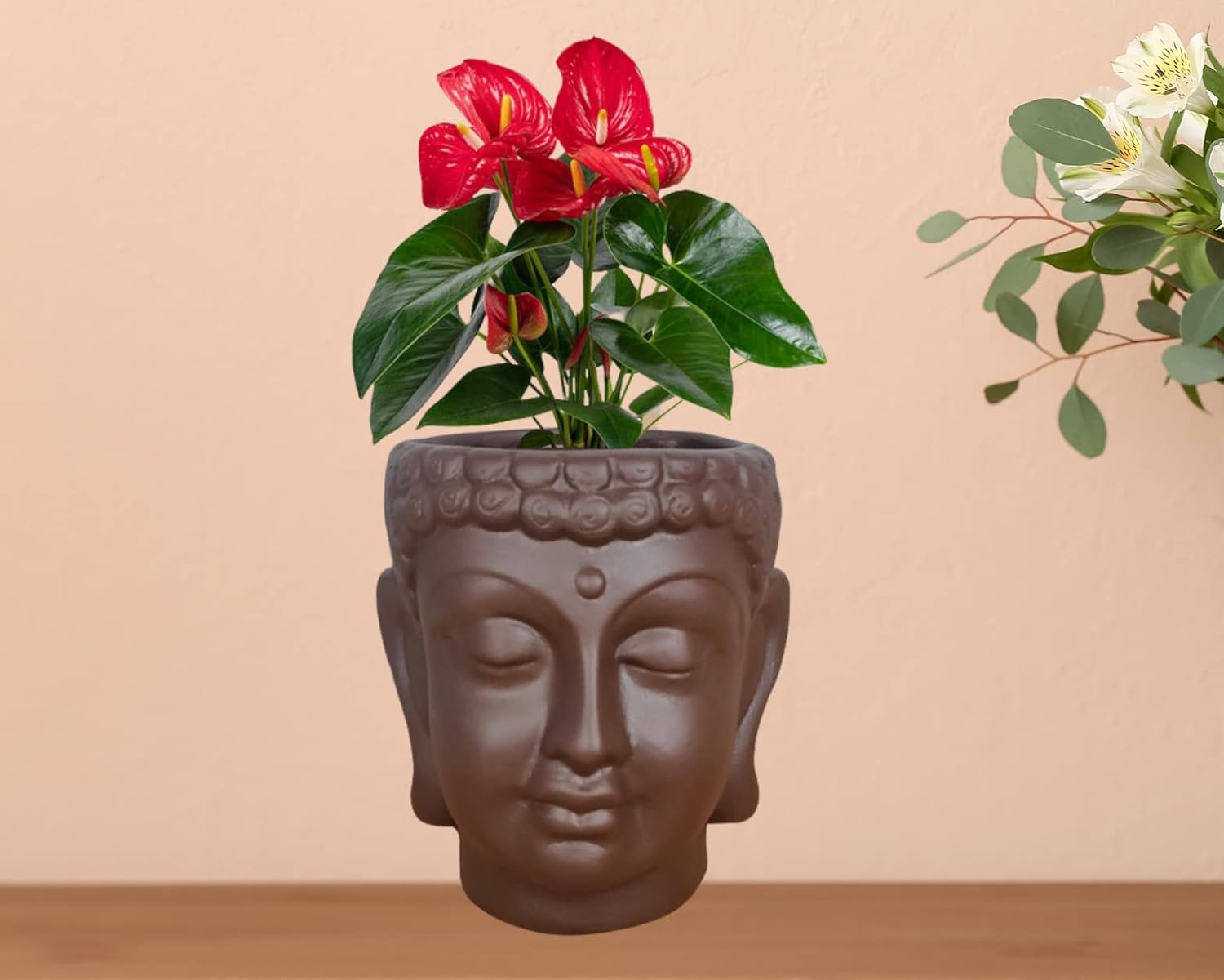 SHAVI DE MIDI Buddha Ceramic planters, Table top Indoor Planter Pot