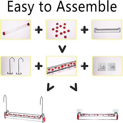 Miniatura 6 de Alimentador de colibríes para colgar en exteriores, colgar y ventana, tubo horizontal de dos modos de alimentación para colibríes, con percha para