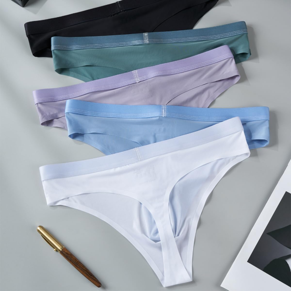 Ice-Silk Men's Thong Underwear 1Pcs Quick-Dry Breathable Briefs Sexy Seamless G-Strings Thongs for Men - Image 3