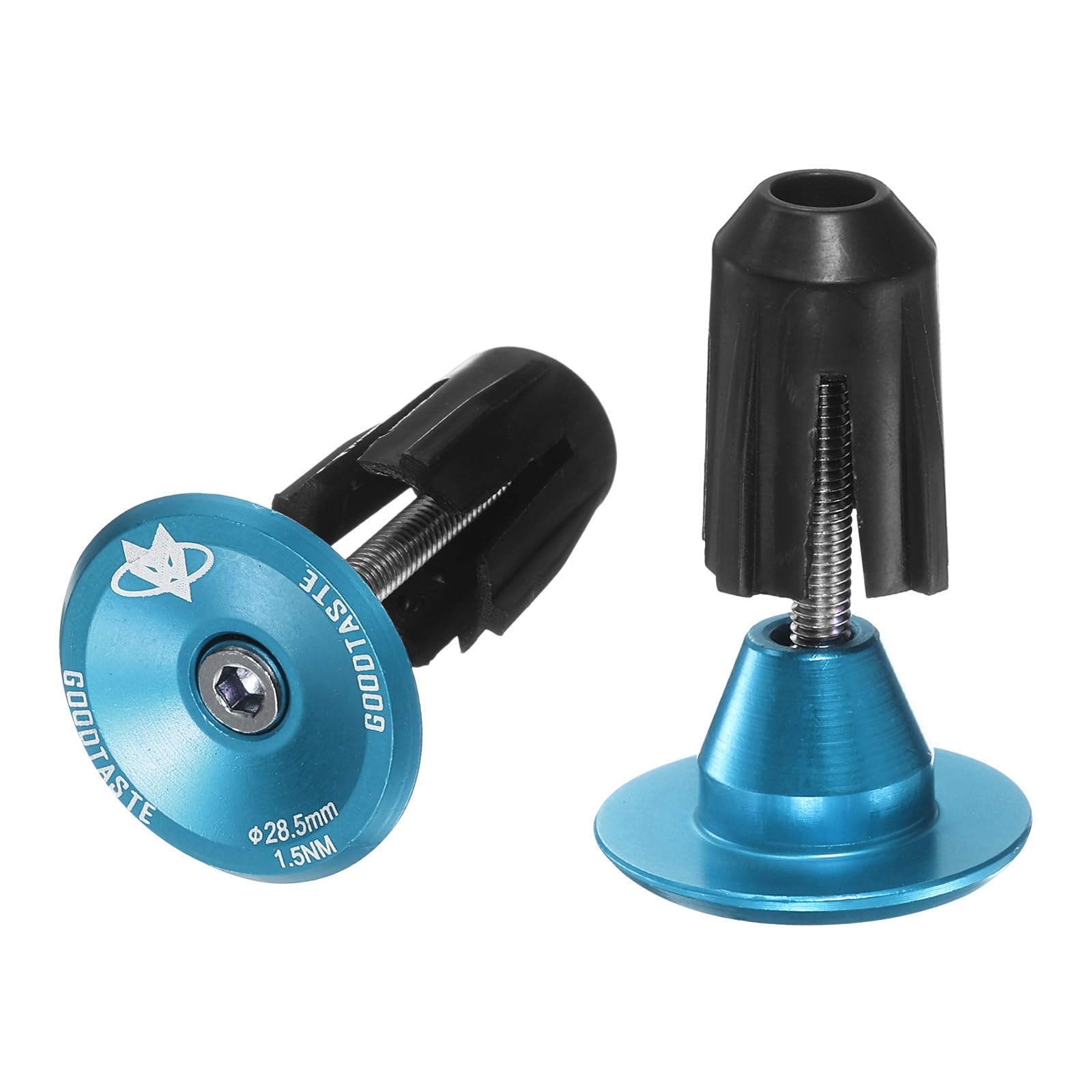 sourcing map Bar End Plugs Aluminum Handlebar End Caps Bike Plugs Expanding Locking for MTB Road BMX Fixed Gear Bike, Blue