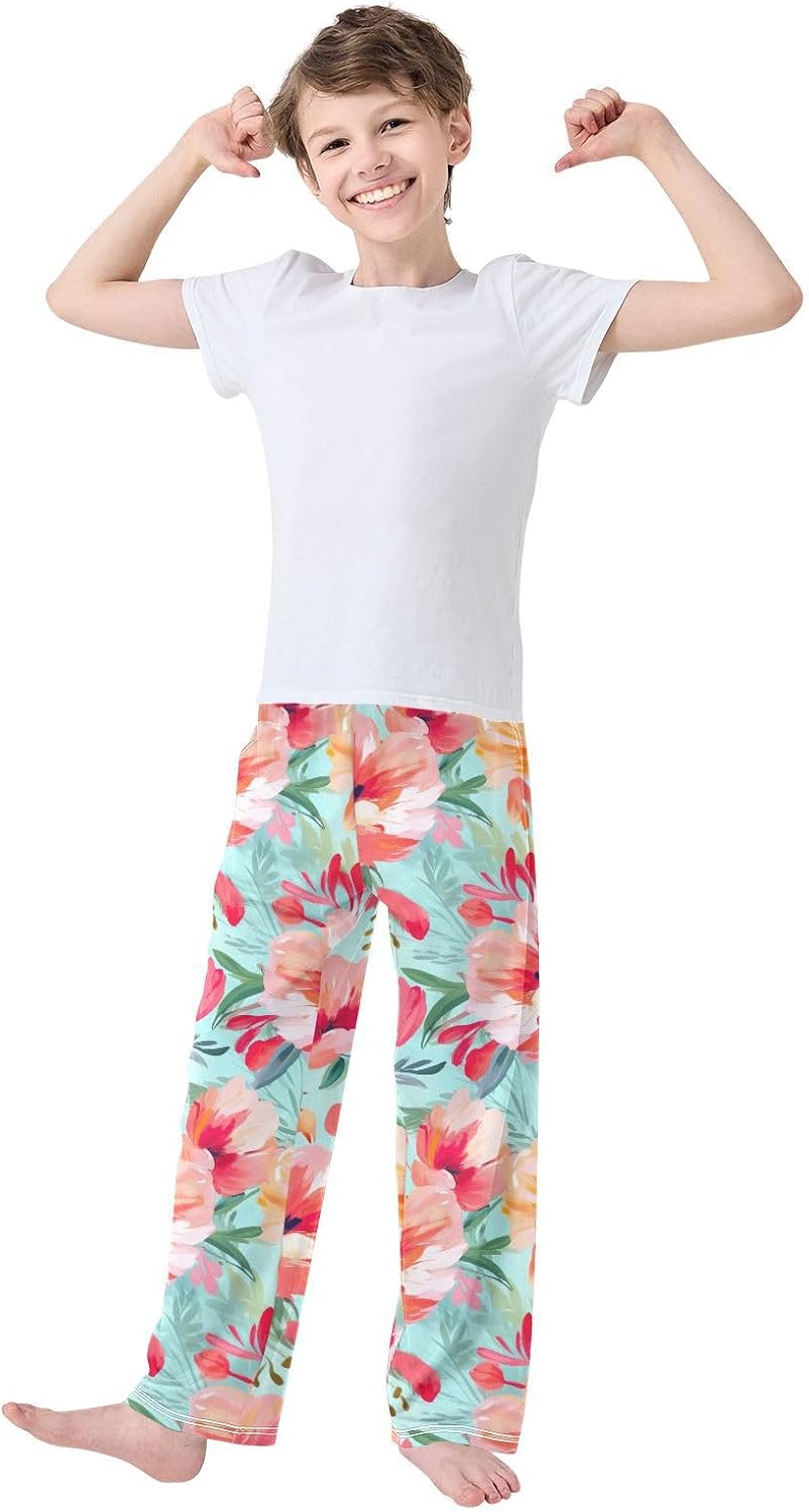 Poppy Flowers Spring Pajama Lounge Pants with Pockets Elastic Waist Long Sleepwear Pajama Bottoms for Christmas