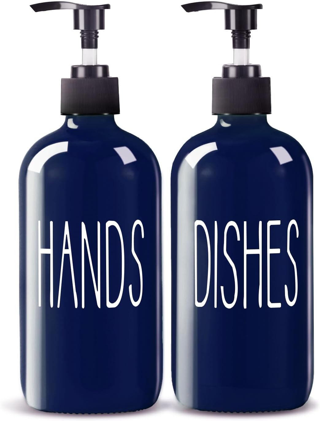 Glass Soap Dispenser Set 2 Pack,16 Oz Dish Soap Dispenser for Kitchen Sink,Blue Kitchen Accessories and Kitchen Decor,Blue Decorations and Kitchen Utensils for Kitchen