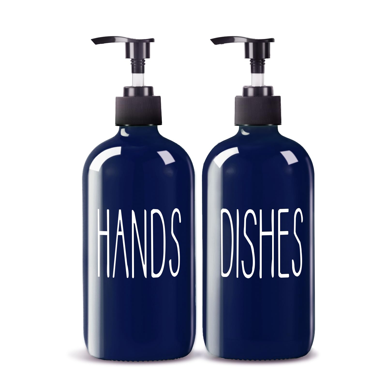 COHOSEGE Glass Soap Dispenser Set 2 Pack,16 Oz Dish Soap Dispenser for Kitchen Sink,Blue Kitchen Accessories and Kitchen Decor,Blue Decorations and Kitchen Utensils for Kitchen