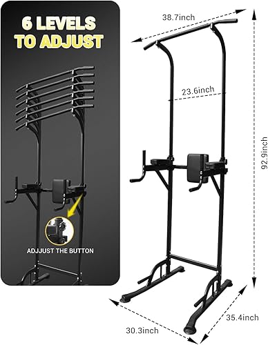 Miniatura 4 de Power Tower - Estación de barra de dominadas, altura ajustable, estación de inmersión independiente, entrenamiento de fuerza en casa, equipo de