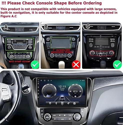 Android 15 Podwójny Din Car Stereo Ekran 10"dotykowy Samochodowe stereo Dla Nissan X-Trail T32 Qashqai J11 2013-2017 nawigacji GPS Bluetooth Radio FM Plug and Play Wsparcie CarPlay i Android Auto