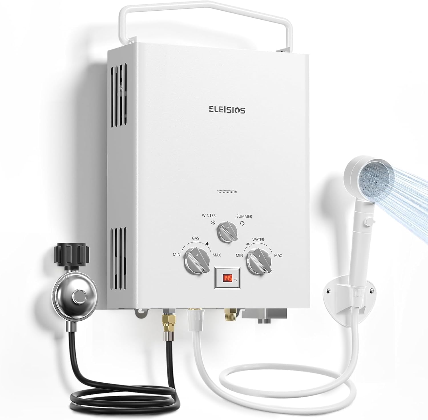 Tankless Water Heater Propane 6L, 1.58M, Outdoor Portable Hot Water Heater, On Demand Instant Gas Hot Water, Overheating Protection, Easy to Install, for RV, Camping, Cabin, Boat
