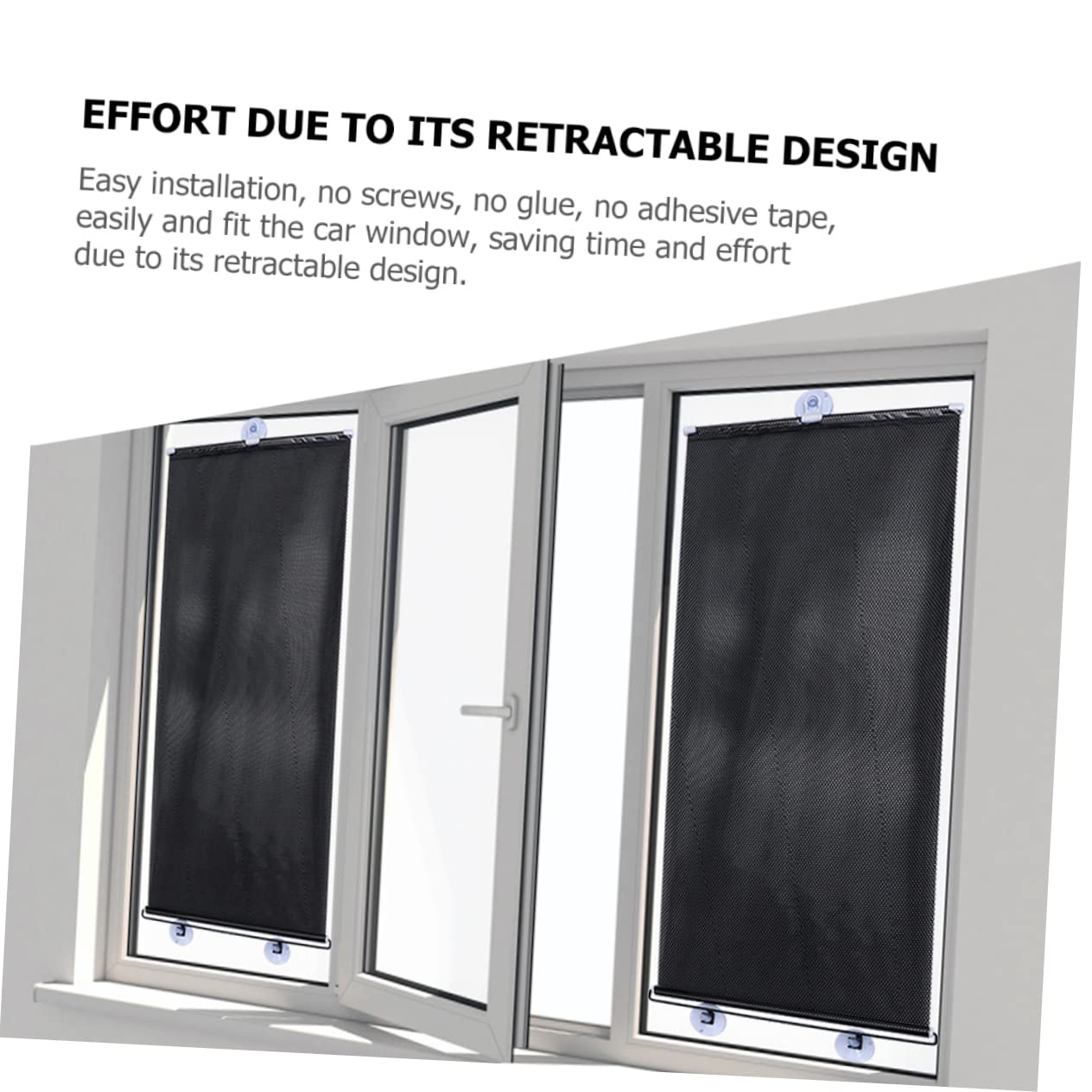 POPETPOP 4 Set Oscurante Auto Pieghevole con Ventosa Parasole Parabrezza PVC Resistente AI Graffi Isolante per Protezione Finestrino Facile da Riporre e Usare Nero