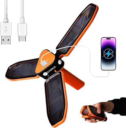 Linterna solar 3 en 1 para acampar, linterna de emergencia LED plegable estilo trébol, linterna solar recargable rápida USB para cortes de energía,
