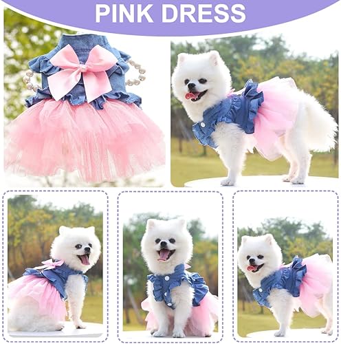 Miniatura 3 de Sebaoyu Vestidos para perros pequeños y niñas, paquete de 3 prendas de verano para cachorros, ropa de verano para cachorros, falda de gato, tutú
