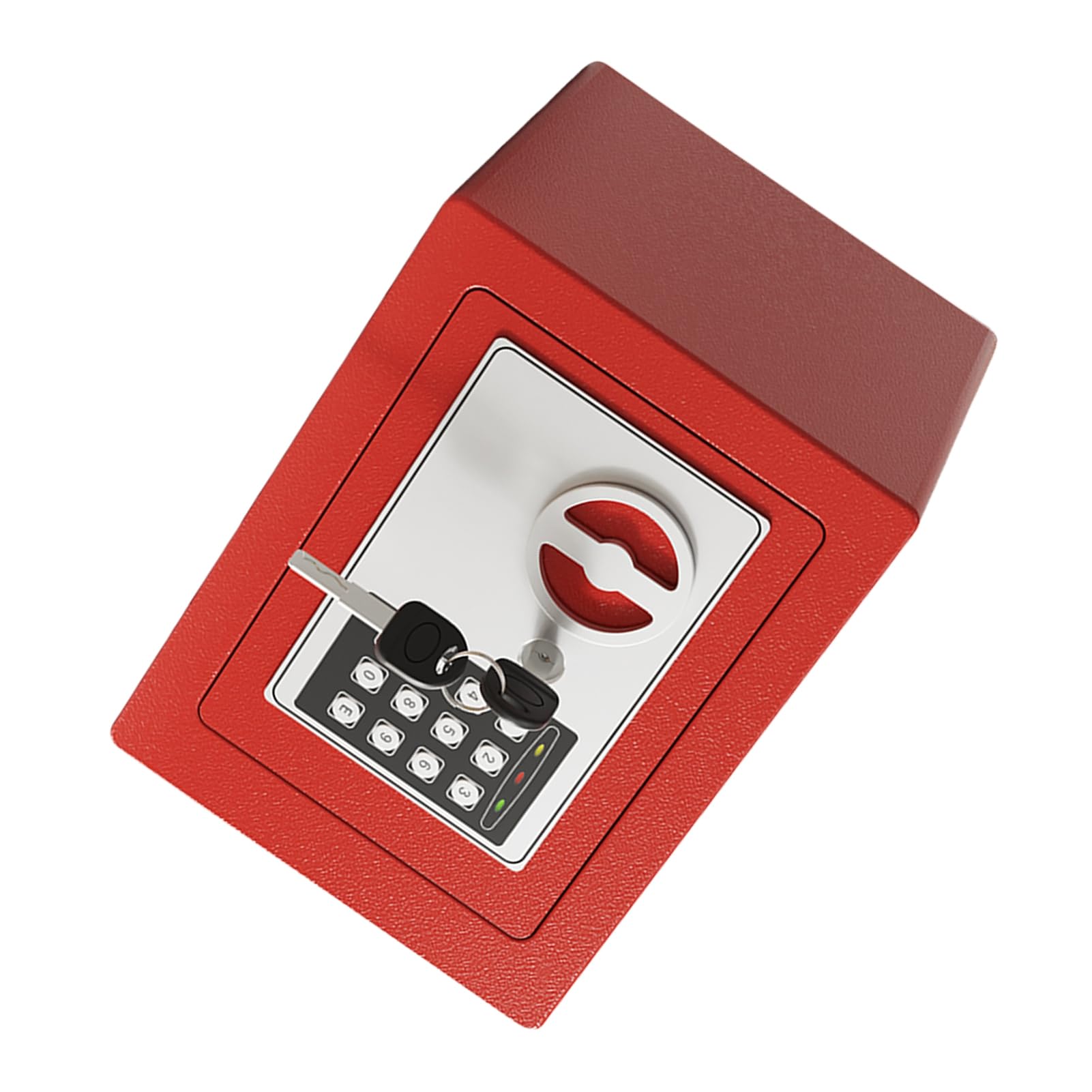 Mini Caja Fuerte de Metal Ignífuga, Cajas Fuertes para el Hogar, Caja Impermeable Ignífuga, con Teclado y 2 Llaves de Repuesto, Seguridad Digital para Dinero, Joyas, Documentos de (Roja)