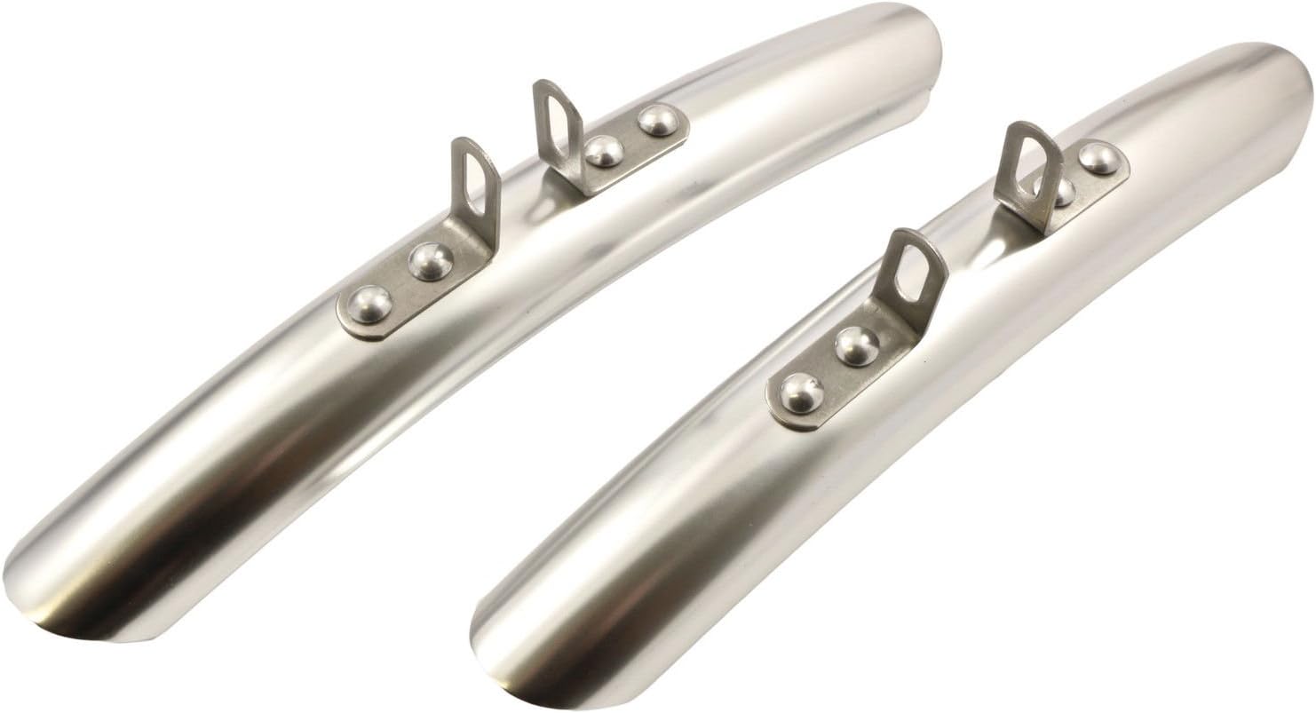 PAIR SHORTIE POLISHED ALLOY MUDGUARDS SUIT 60's,70's,80's RACING BIKE RARE NEW