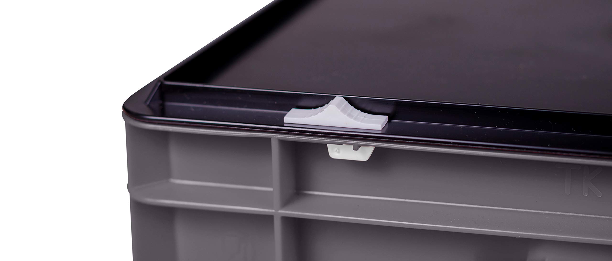 1a-TopStore Stabile Profi Aufbewahrungsbox Stapelbox Eurobox Stapelkiste mit Deckel, Kunststoffkiste lieferbar in 5 Farben und 21 Größen für Industrie, Gewerbe, Haushalt (grau, 40x30x33 cm)