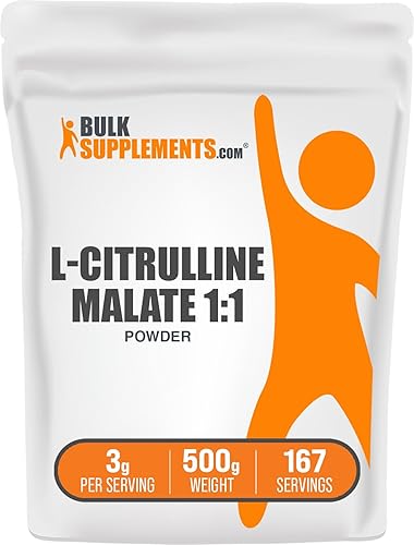 BulkSupplements. com L-citrulina malato 11 polvo - citrulina en polvo, suplemento de aminoácidos - sin sabor y sin gluten - 0.11 oz por porción,