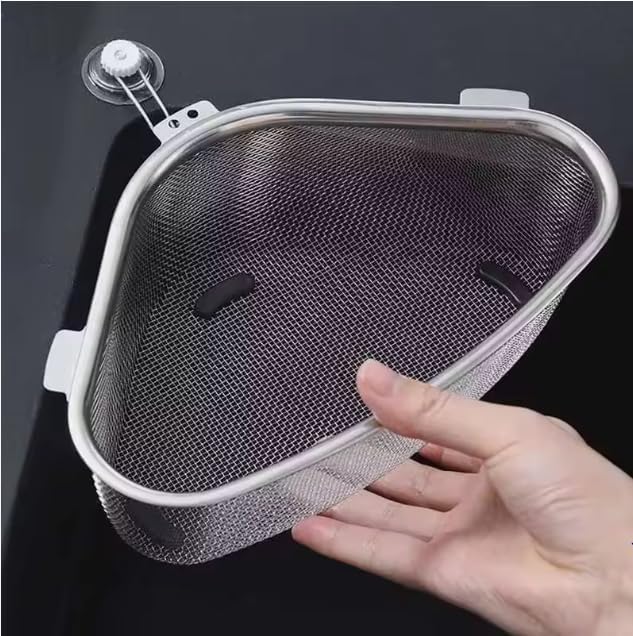 Storn 1 Pcs Stainless Steel Sink Corner Strainer – Triangle Drainer Basket for Kitchen Waste, Vegetable, Fruit & Food Catcher | Multifunctional Kitchen Sink Strainer 2