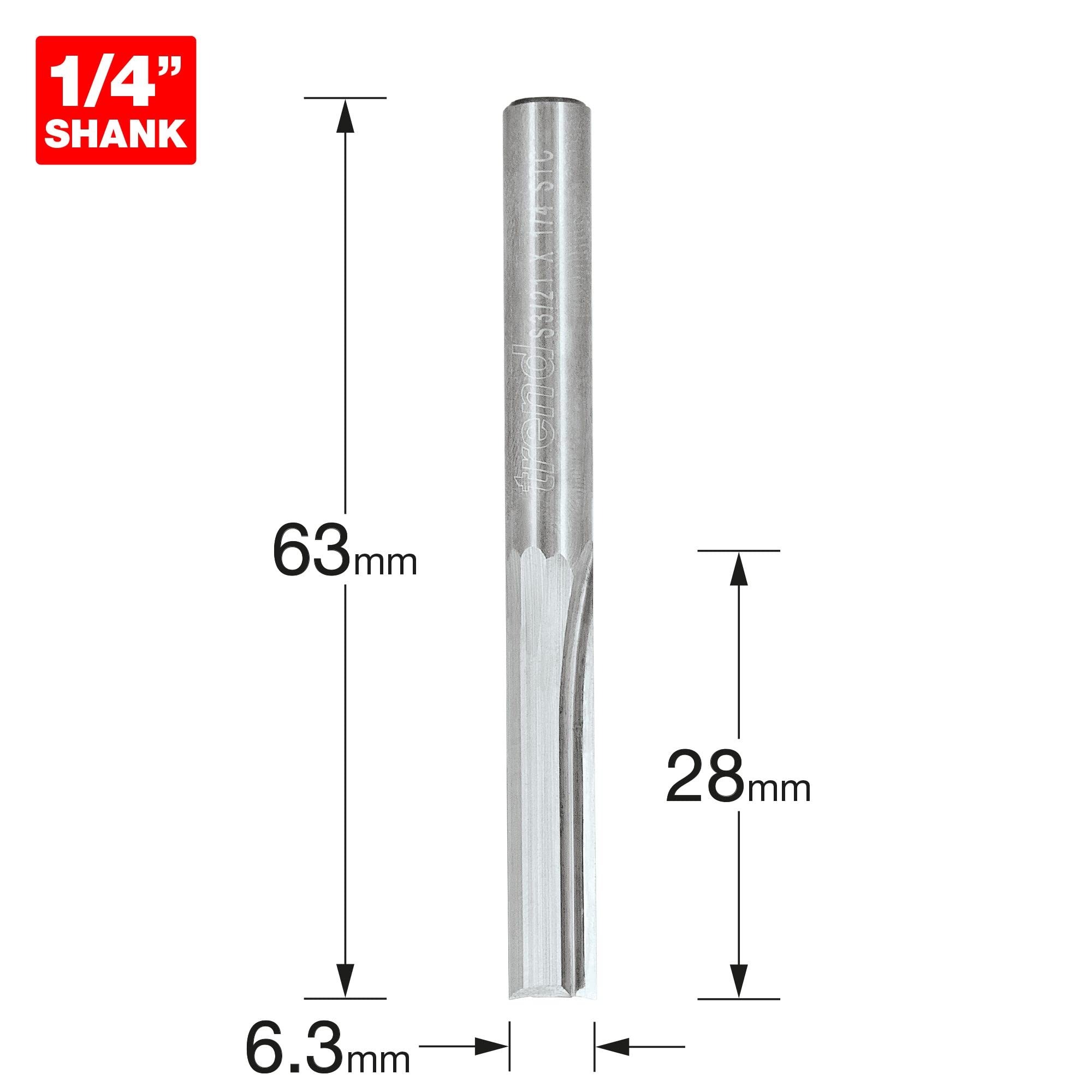 Trend Frez prosty 2-ostrzowy HM 1/4" 6,3 mm | Czyste frezowanie drewna i płyt: frez prosty 2-ostrzowy z litego węglika, 28 mm, chwyt 1/4", S3/21X1/4STC